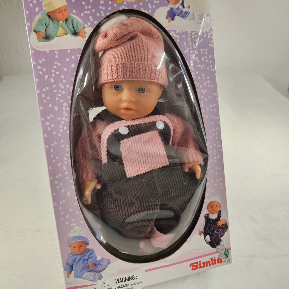 Vintage Simba My Love Snow Fun Bean Baby Doll Pink Knit Sweater Corduroy Overall